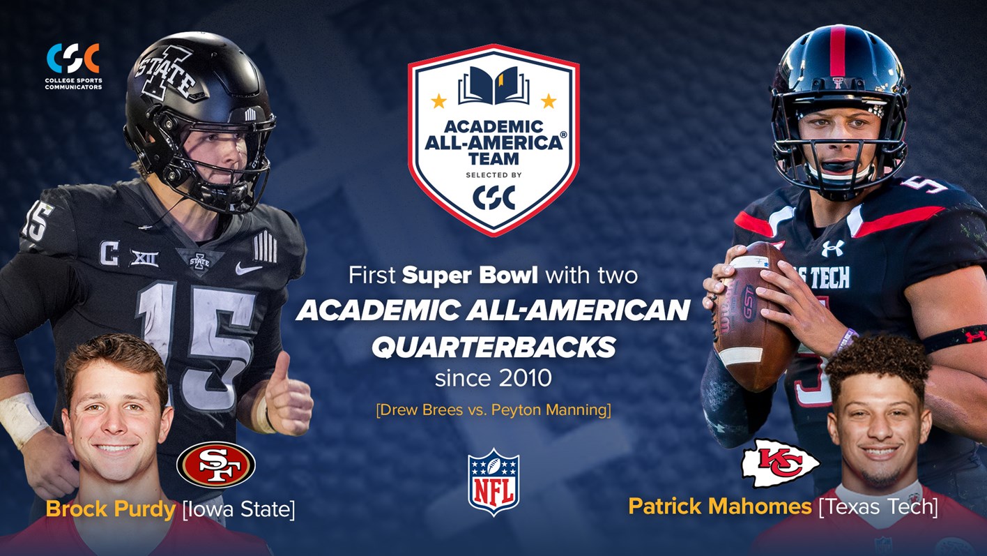 CSC Academic All-Americans starting at quarterback for both the Chiefs and 49ers at Super Bowl LVIII